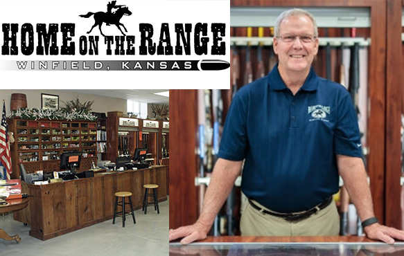 Photo collage of Home On The Range business logo, photo of interior of store and photo of store owner Chris Jarvis.