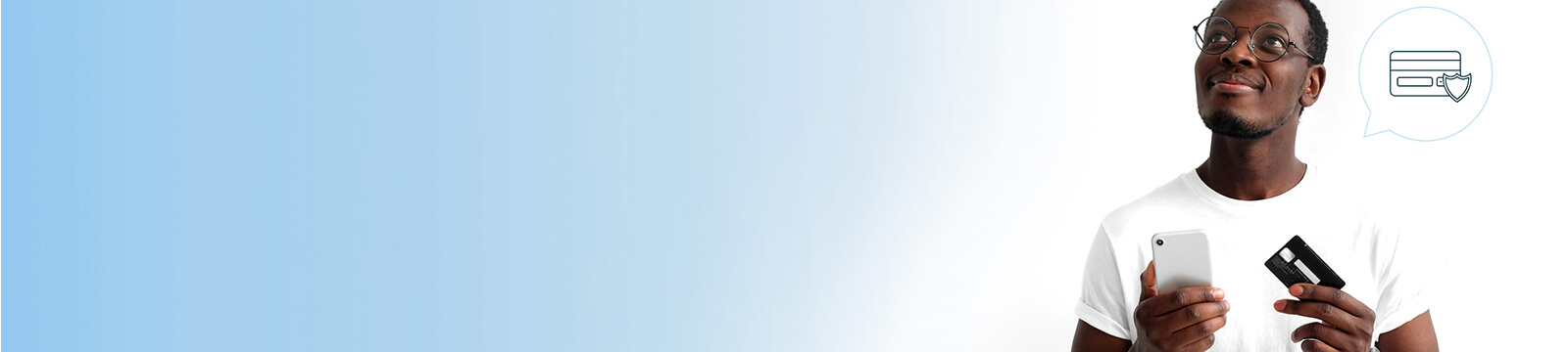 Image of man with mobile phone and bank card