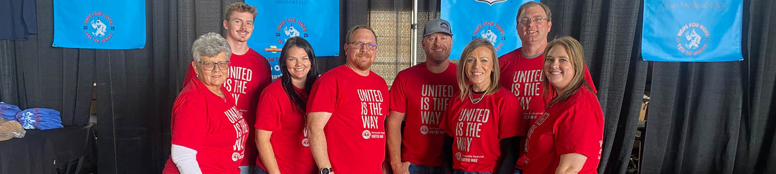 Photo of Union State Bank staff volunteering for a United Way partner event.