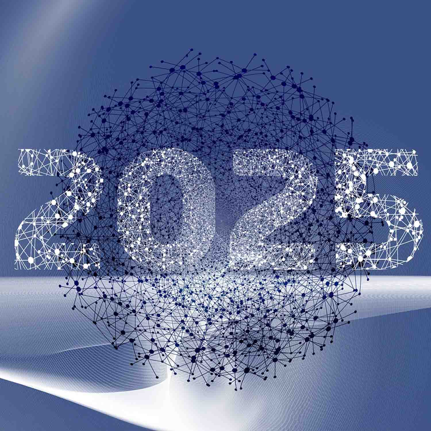 Graphic of an interconnected sphere with 2025