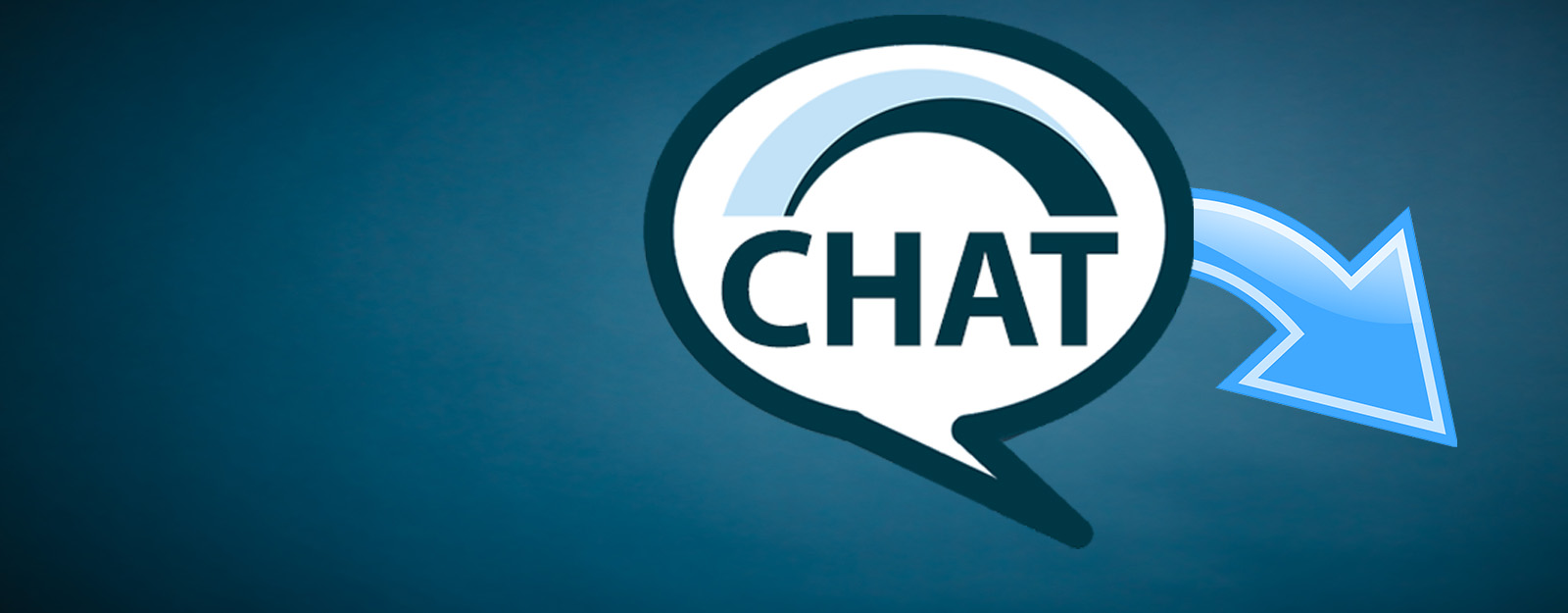 Image of a chat bubble featuring the Union State Bank arch and the word "Chat", with an arrow in the background pointing to the lower right hand corner of the screen.