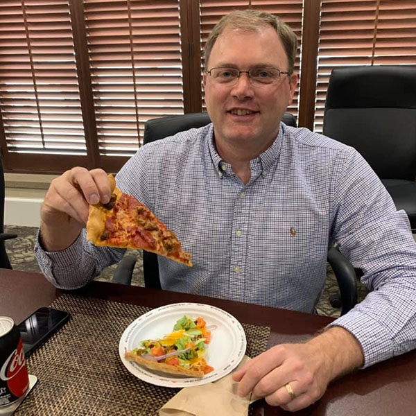 Clayton Pappan enjoying National Pizza Party day.